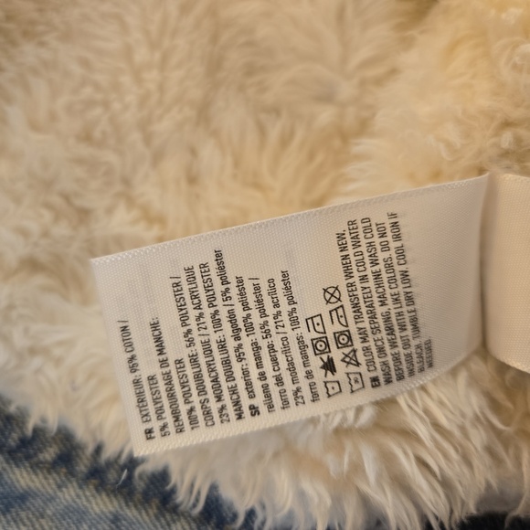 American Eagle Outfitters Womens Sherpa Lined Denim Jacket Blue Size Medium - Picture 14 of 14